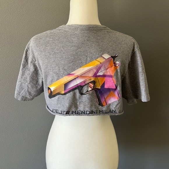 Supreme Atelier Mendini Milan Graphic Cropped Gray T Shirt - Picture 1 of 12